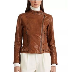 Lauren Ralph Lauren
Lambskin Leather Long Sleeve Moto Statement Jacket
